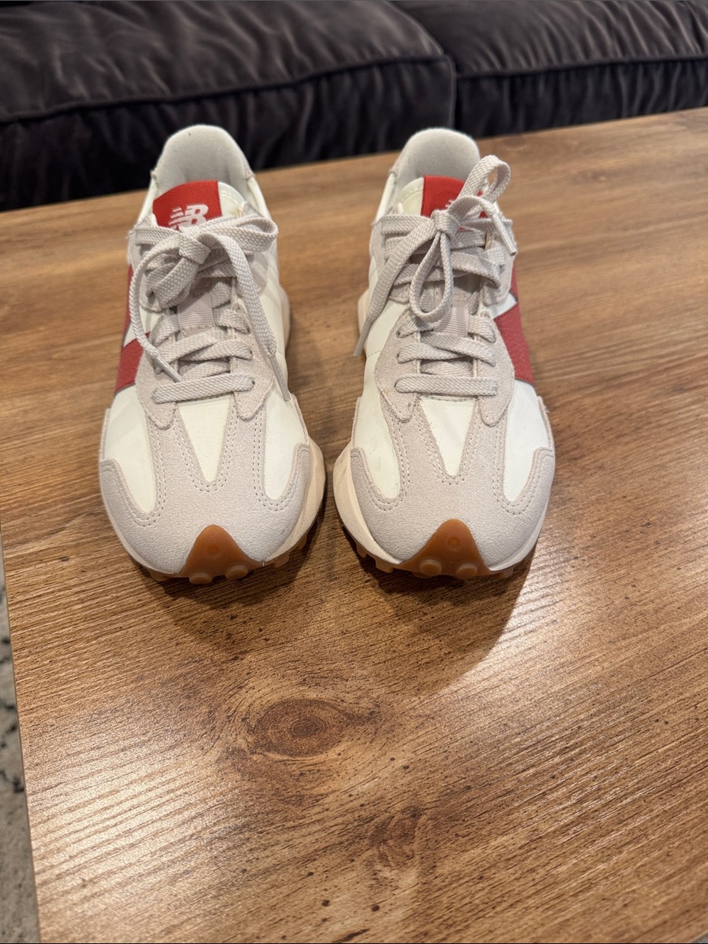 New Balance 327 Women's Cream & Red Retro-Inspired Sneakers